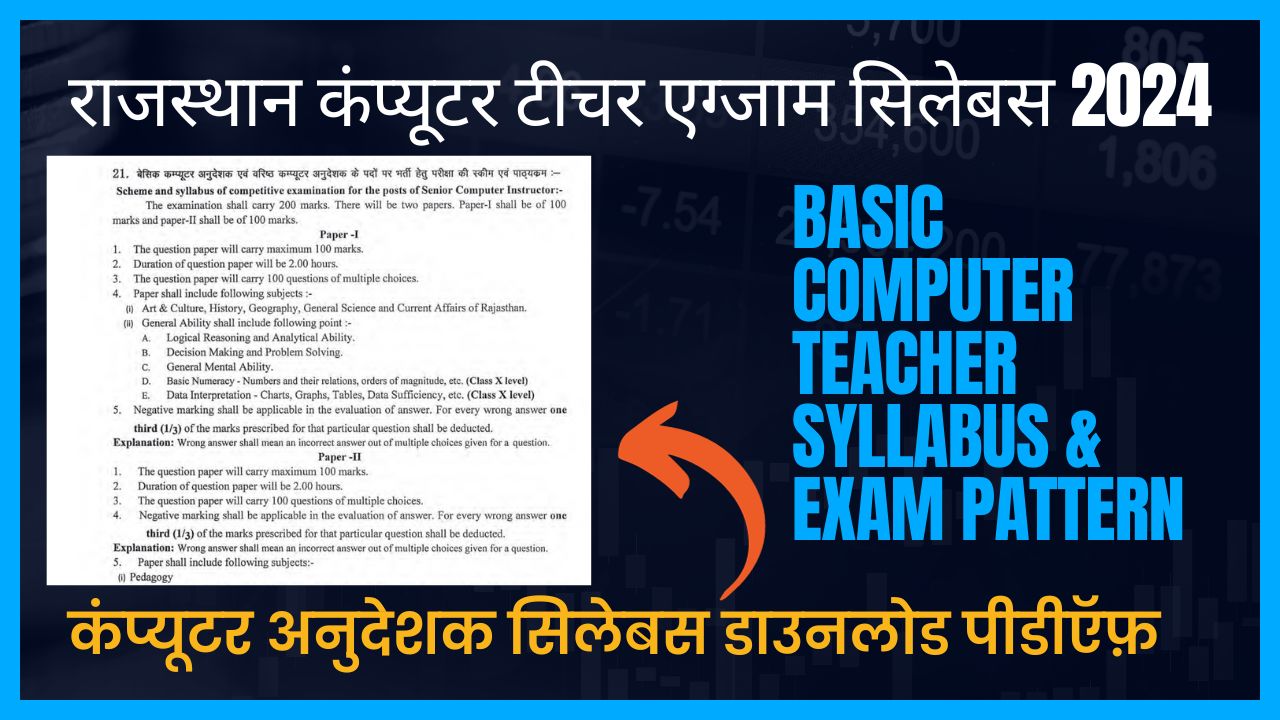 RSMSSB Computer Anudeshak Syllabus 2024 Exam Pattern Rajasthan Computer Teacher 2024 1st 2nd 3rd Grade Teacher Bharti Syllabus & Exam Patterns